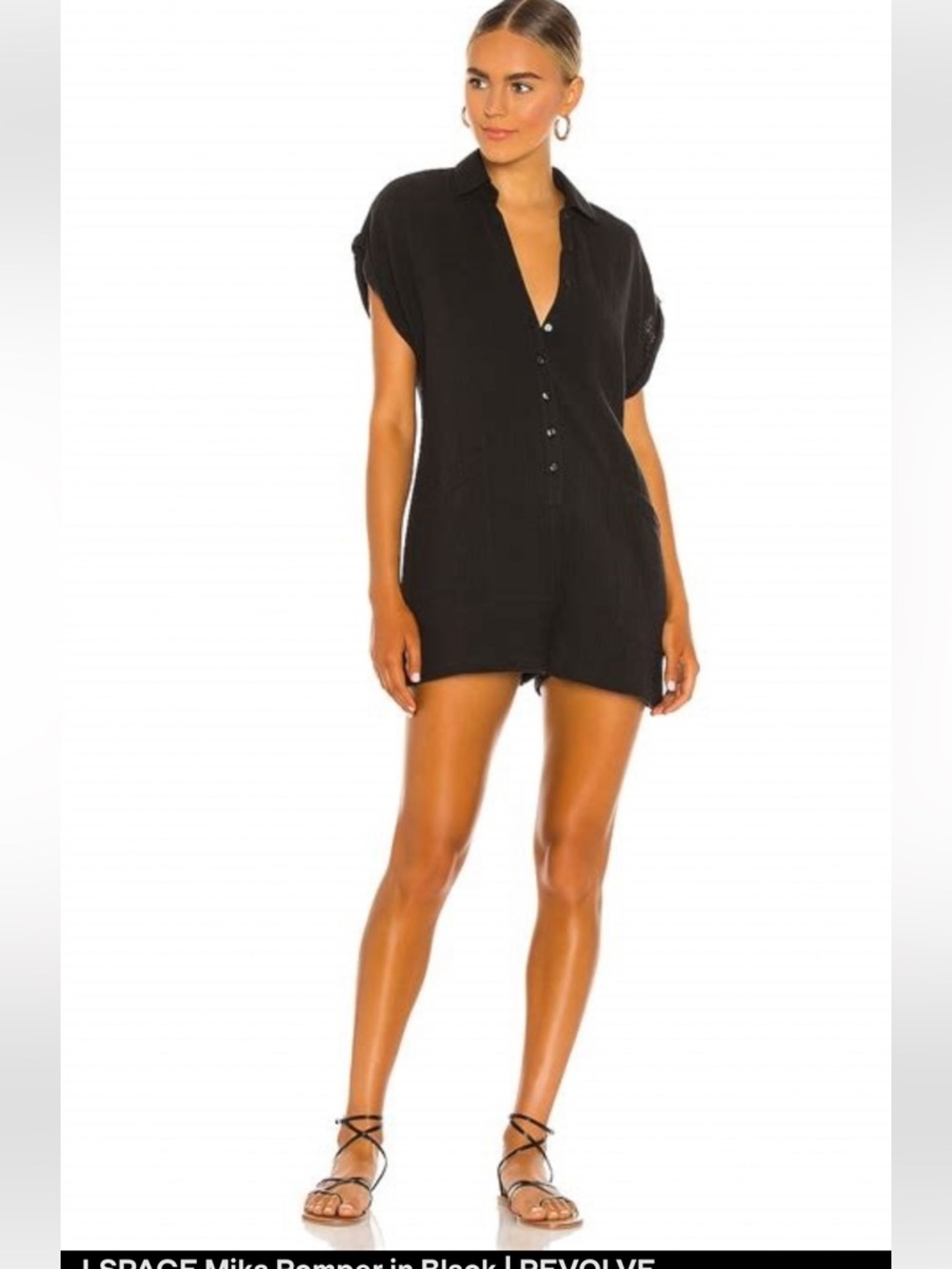 L*Space Mika Black Casual Button-Down Romper